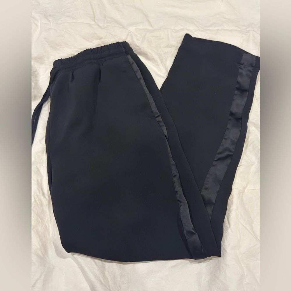 Black Satin Trim Joggers